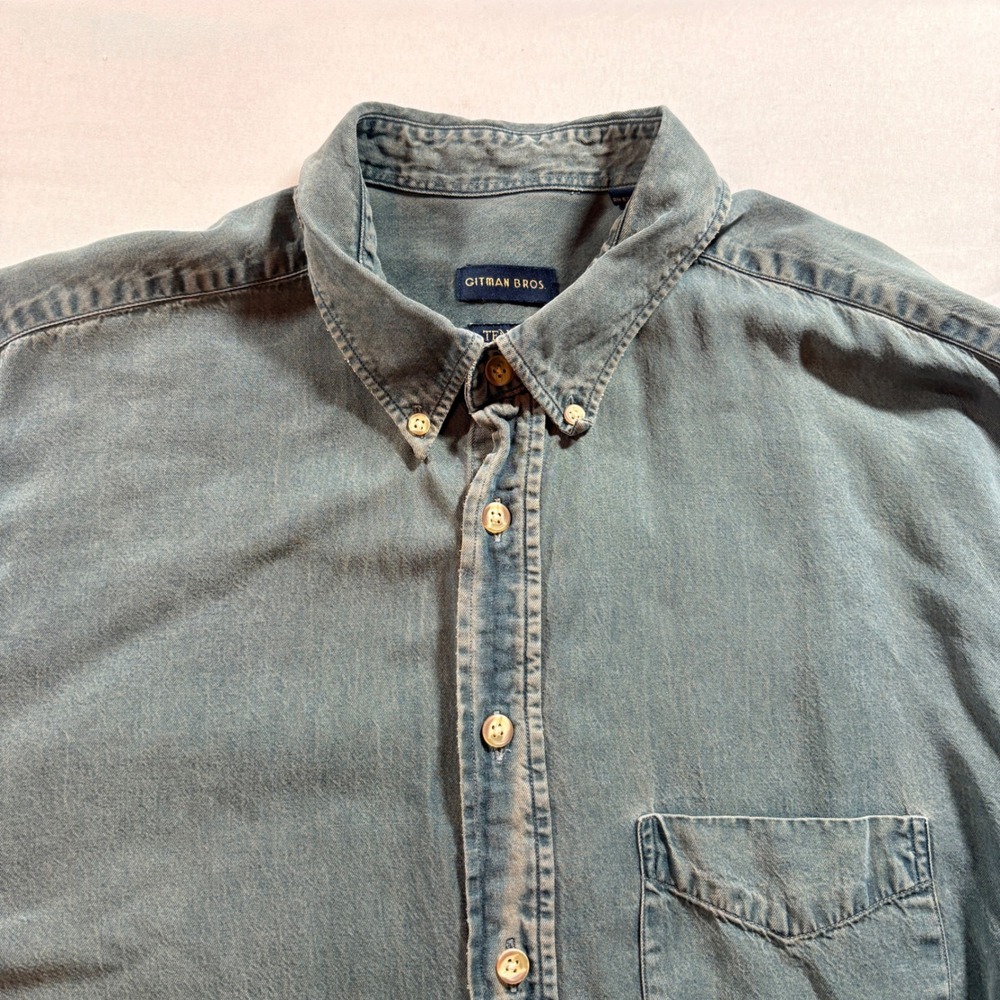 Gitman Bros Tencel Lyocell Button Down Shirt XL Faded Blue Long Sleeve Brazil